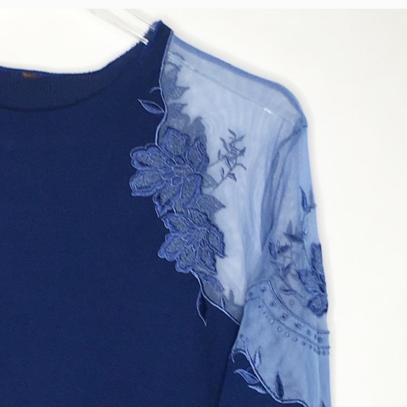 FREE PEOPLE Daniella Illusion mesh insert long sleeve micro ribbed in oc… - Picture 3 of 6